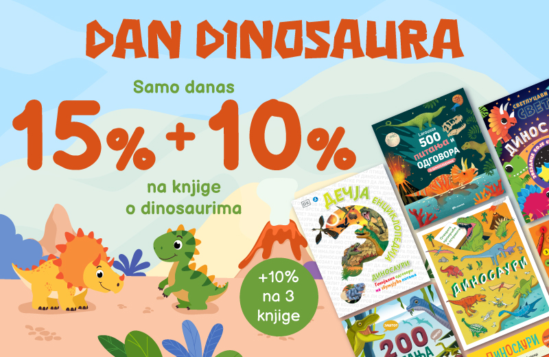 Samo danas dečje knjige o dinosaurusima po sjajnim cenama: 15% + 10% + 10% popusta na vulkancic.rs