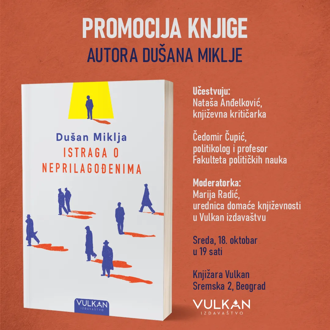 Promocija knjige „Istraga o neprilagođenima“ Dušana Miklje na Vulkanovom sajmu knjiga