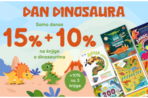 Samo danas dečje knjige o dinosaurusima po sjajnim cenama: 15% + 10% + 10% popusta na vulkancic.rs