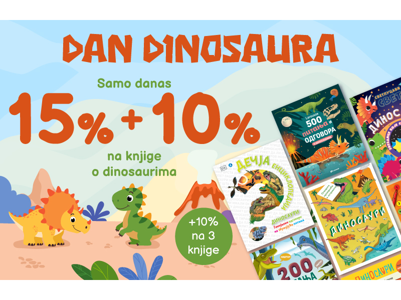 Samo danas dečje knjige o dinosaurusima po sjajnim cenama: 15% + 10% + 10% popusta na vulkancic.rs