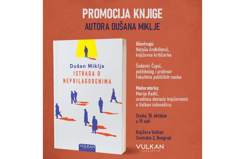 Promocija knjige „Istraga o neprilagođenima“ Dušana Miklje na Vulkanovom sajmu knjiga