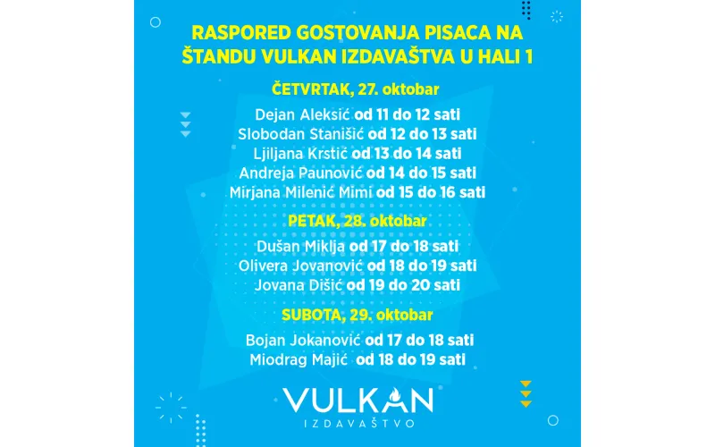 Potpisivanja domaćih autora na Sajmu knjiga na štandovima Vulkan izdavaštva