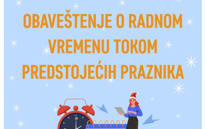 Obaveštenje o izmenjenom radnom vremenu i isporuci knjiga