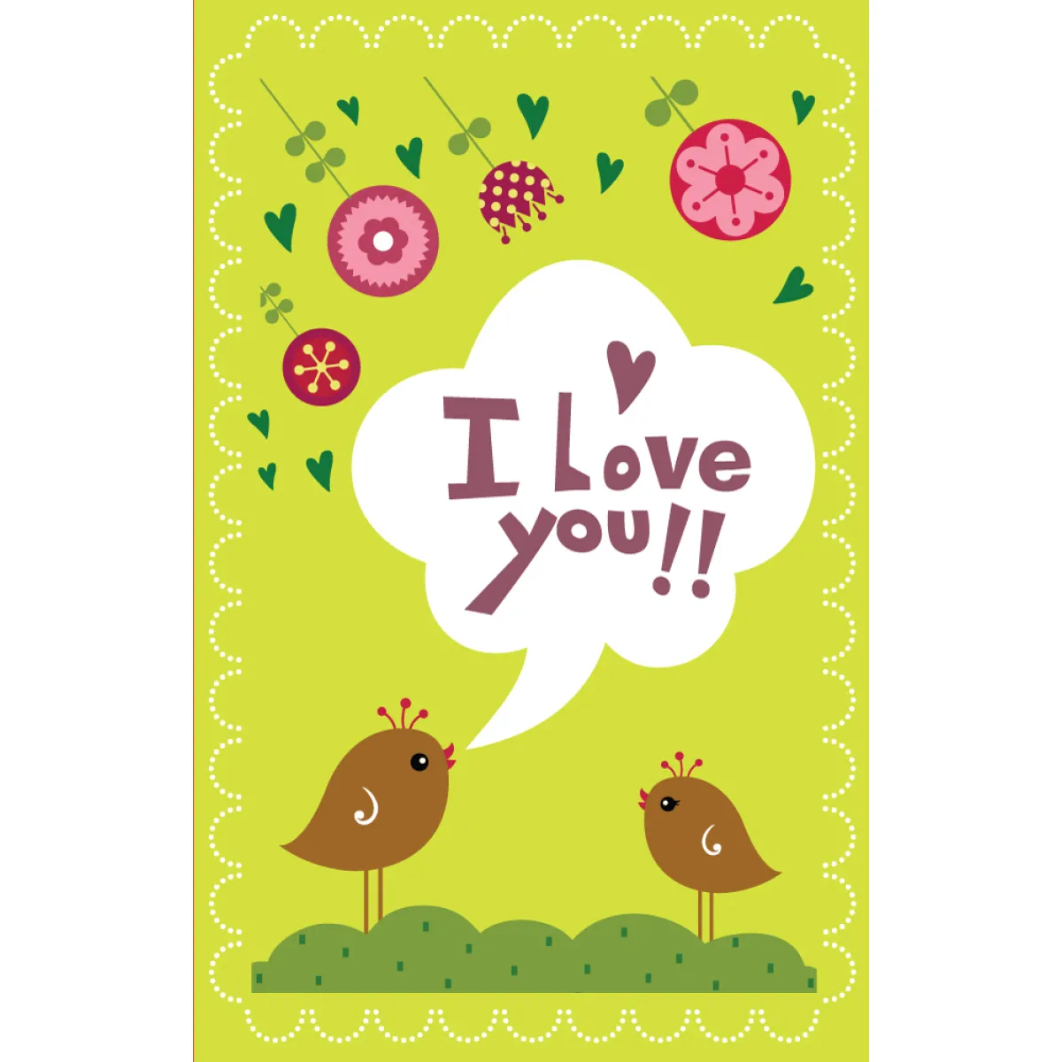 ČESTITKA - I LOVE YOU - PTIČICE 