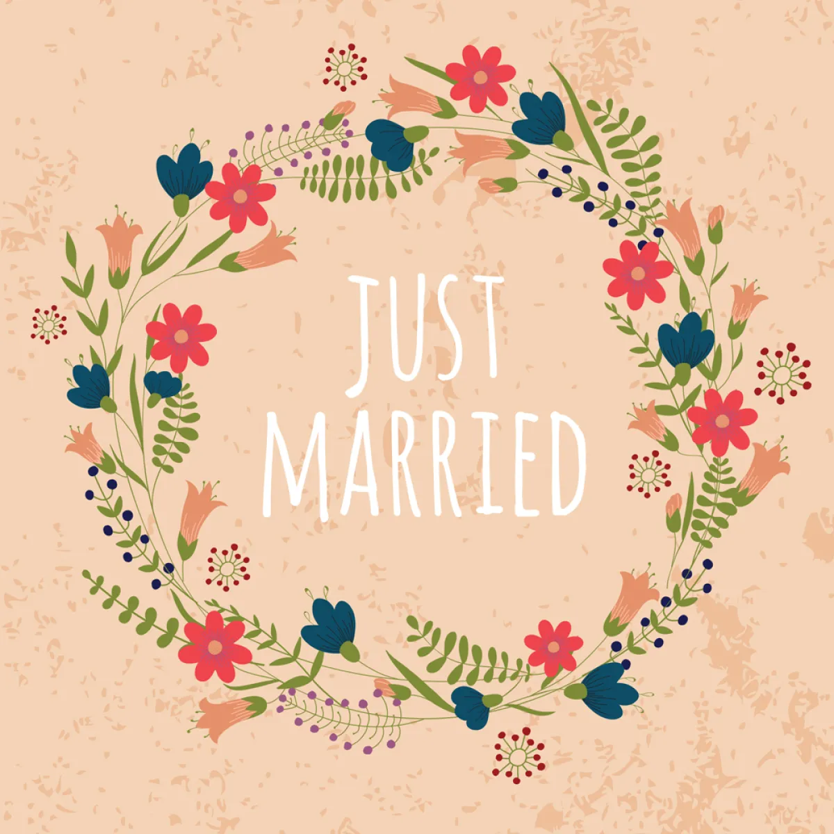 ČESTITKA - JUST MARRIED - CVEĆE 