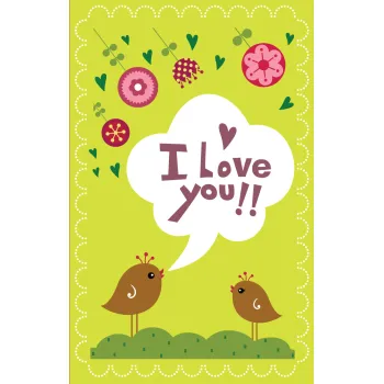 ČESTITKA - I LOVE YOU - PTIČICE 