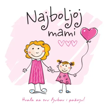 ČESTITKA - NAJBOLJOJ MAMI - RUŽIČASTA 
