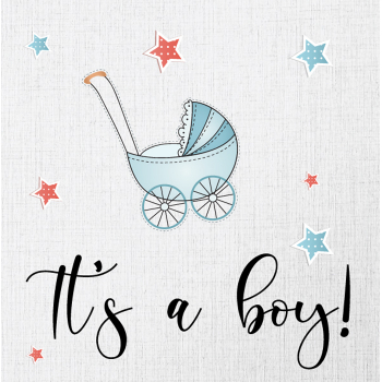 ČESTITKA - It’s a boy - Plava kolica 