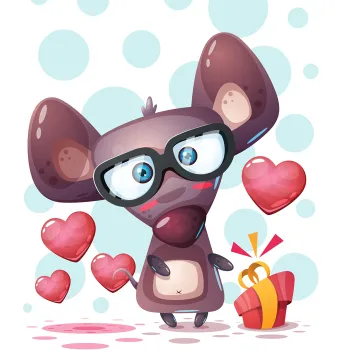 ČESTITKA - HAPPY BIRTHDAY - MIŠIĆ S POKLONOM 