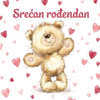 ČESTITKA - Srećan rođendan - Meda i srca 