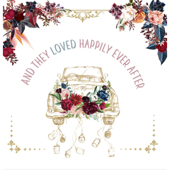 ČESTITKA - And they loved happily ever after - Auto sa cvećem 
